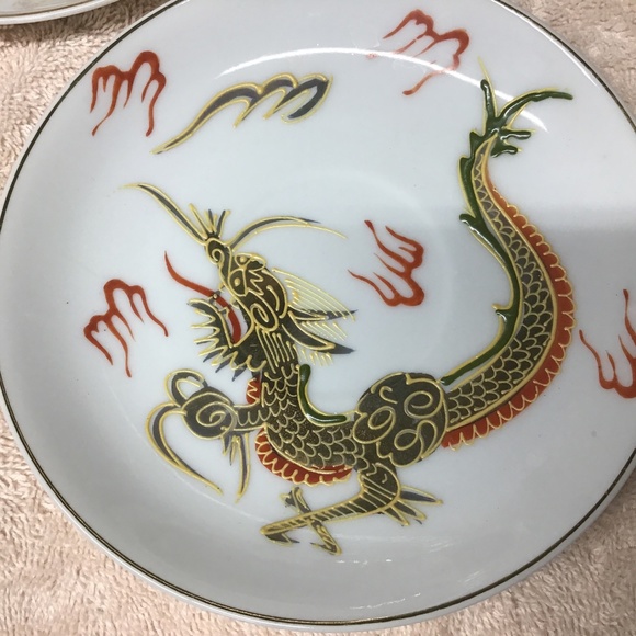 Japanese Dragonware Moriage Kutani Gold Tea Set 20 pcs Lithophane Cups - Picture 5 of 11